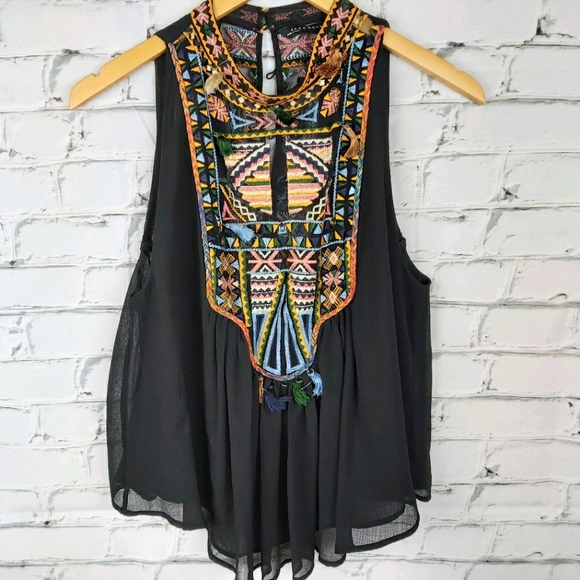 Zara Tops - Zara Embroidered Tank Top